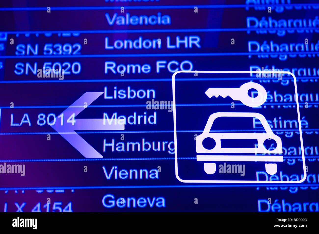 Informazioni aeroporto board Foto Stock