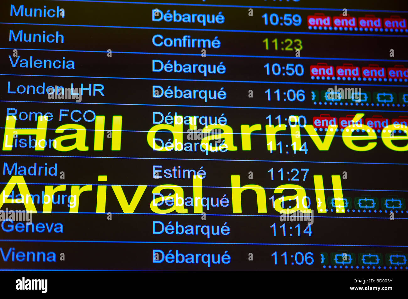 Informazioni aeroporto board Foto Stock