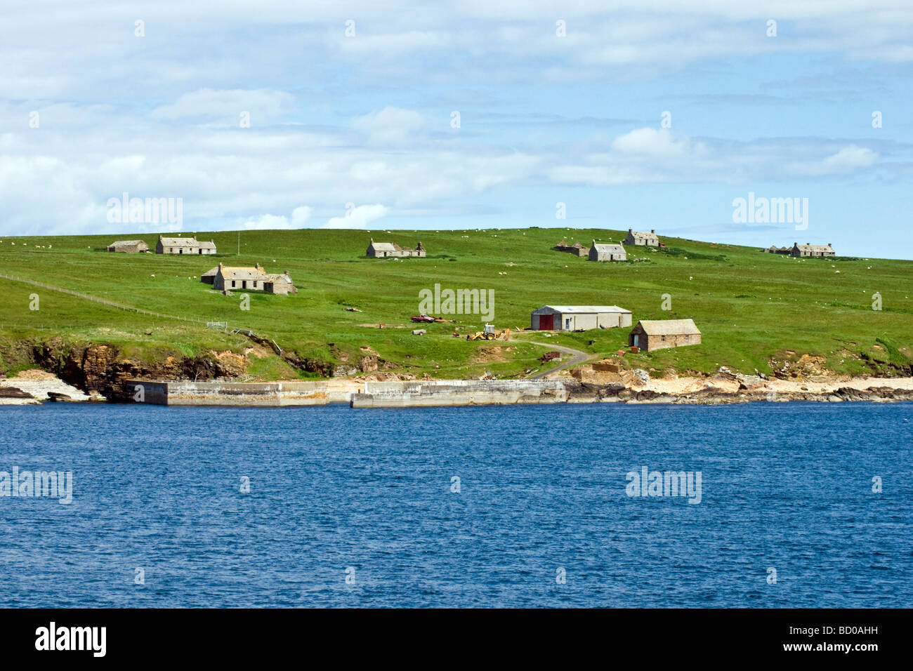 Insediamento Uppertown rovine sulla isola di stroma facenti parte delle isole Orkney in Scozia Foto Stock