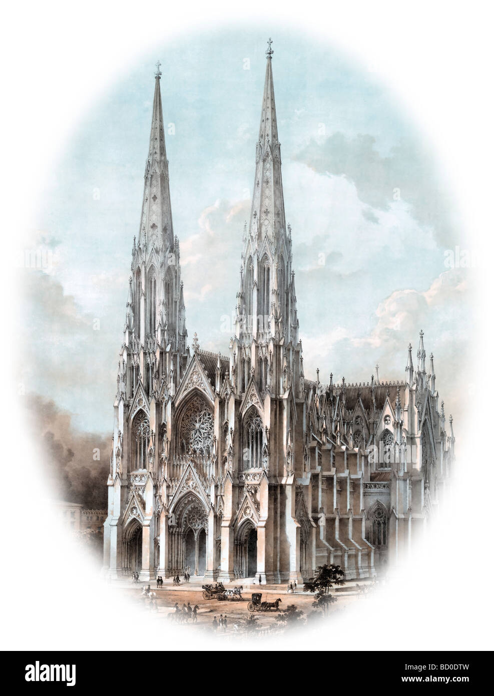 La nuova cattedrale di San Patrizio, la Fifth Avenue, New York City, circa 1880 Foto Stock