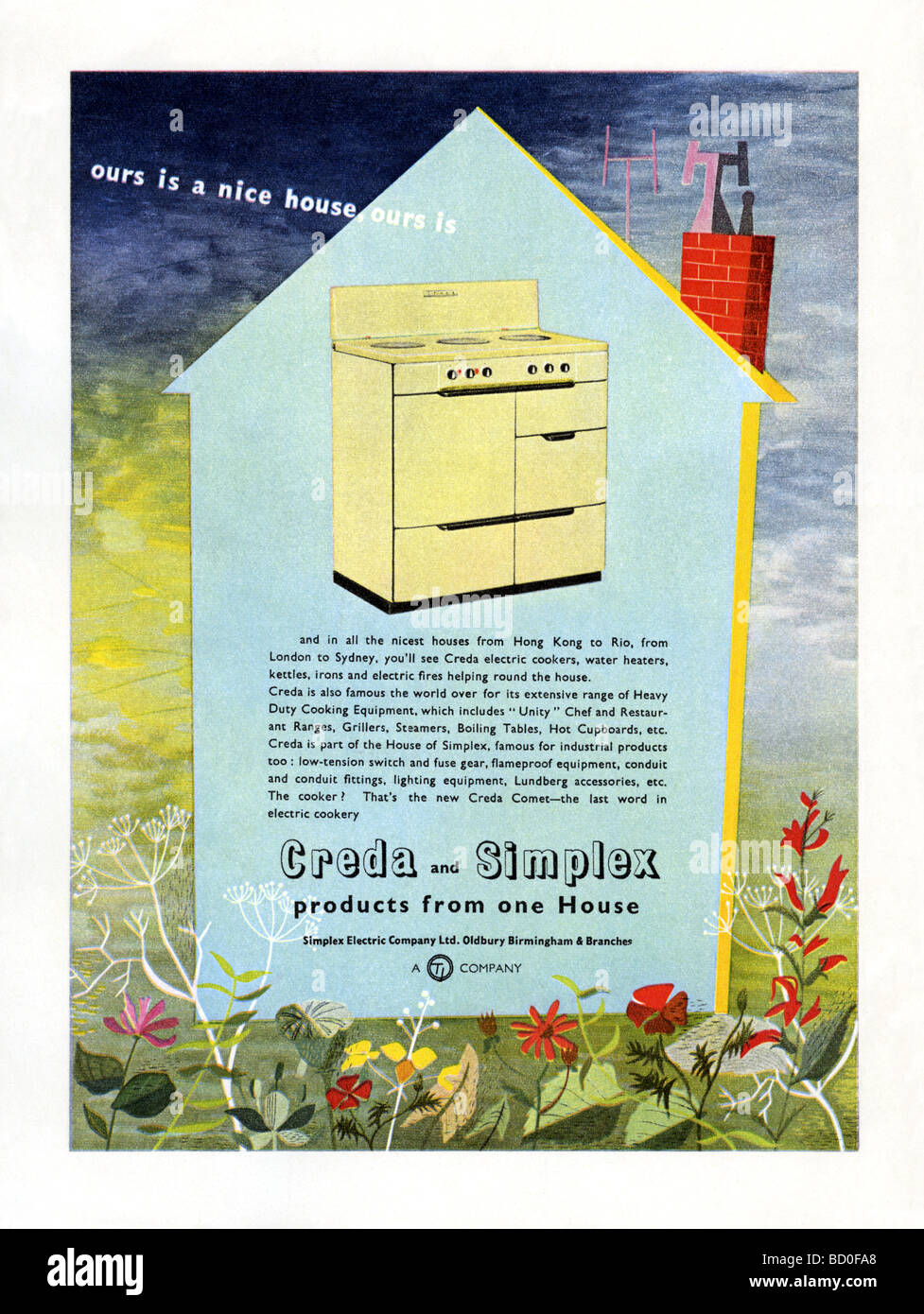 1951 pubblicità per Creda Simplex e apparecchi elettrici Foto Stock