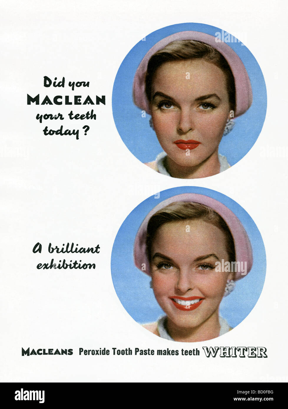 1951 pubblicità per perossido Macleans dentifricio Foto Stock