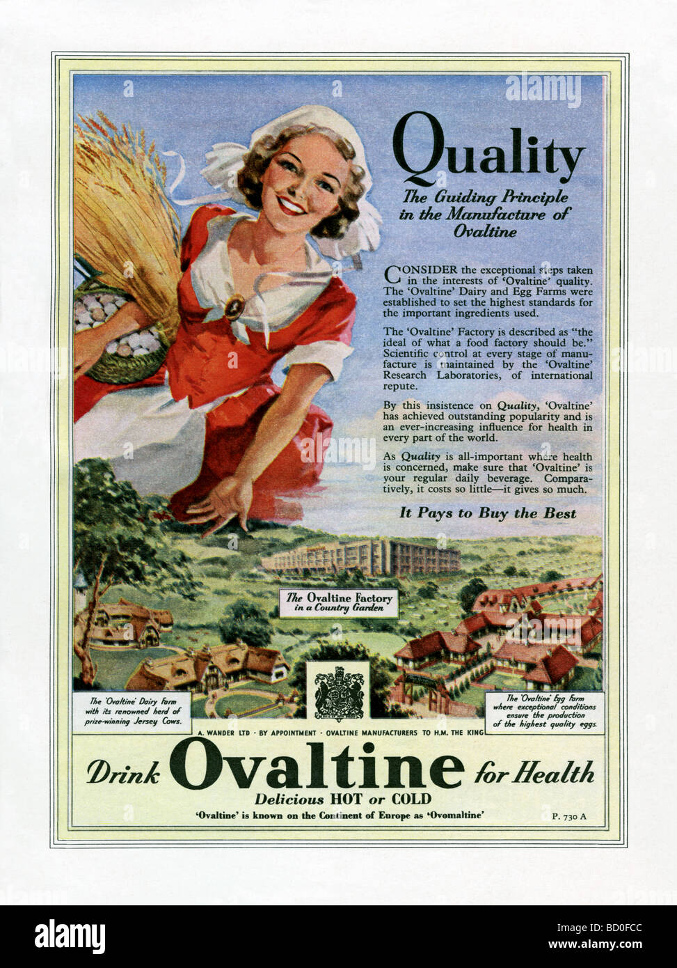 1951 pubblicità per Ovaltine drink prima di addormentarsi Foto Stock