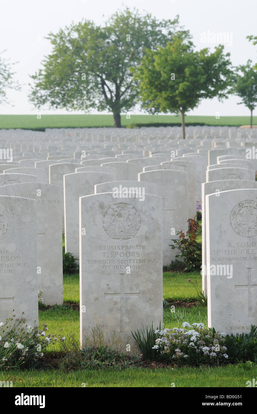 Ovillers cimitero militare su somme Foto Stock
