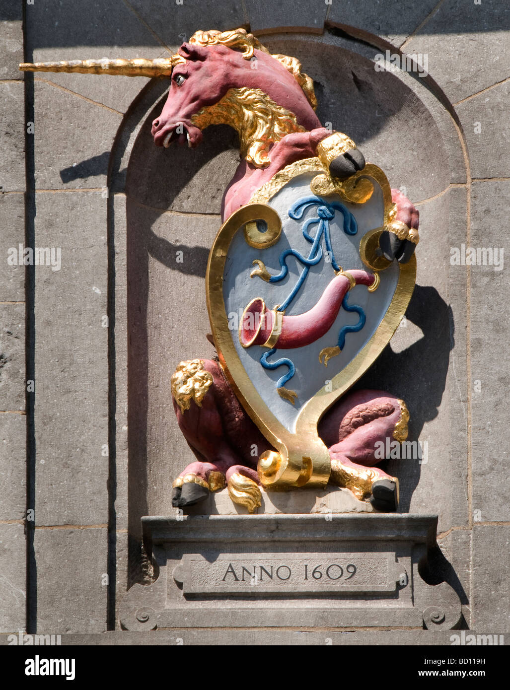 Hoorn paesi bassi Unicorn storica città vecchia Foto Stock