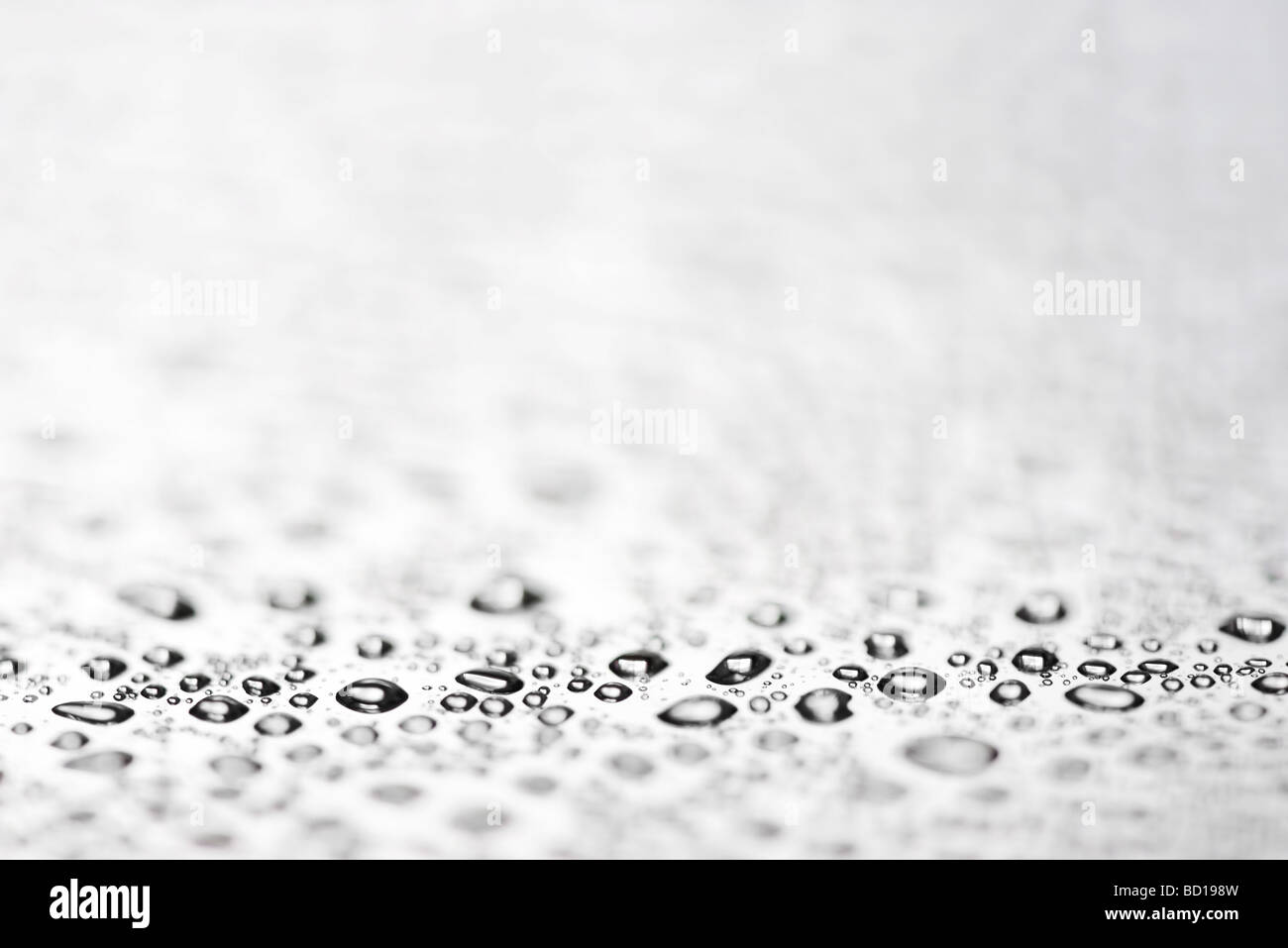 Gocce d'acqua sulla superficie Foto Stock