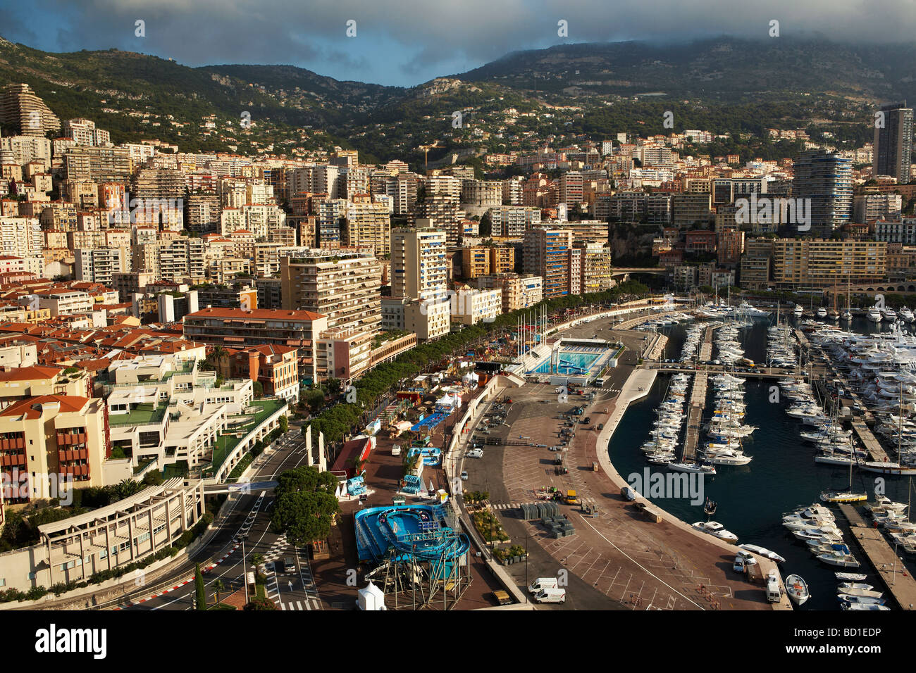Vista su Monaco Principato di Monaco Provence Alpes Côte d Azur Francia Foto Stock