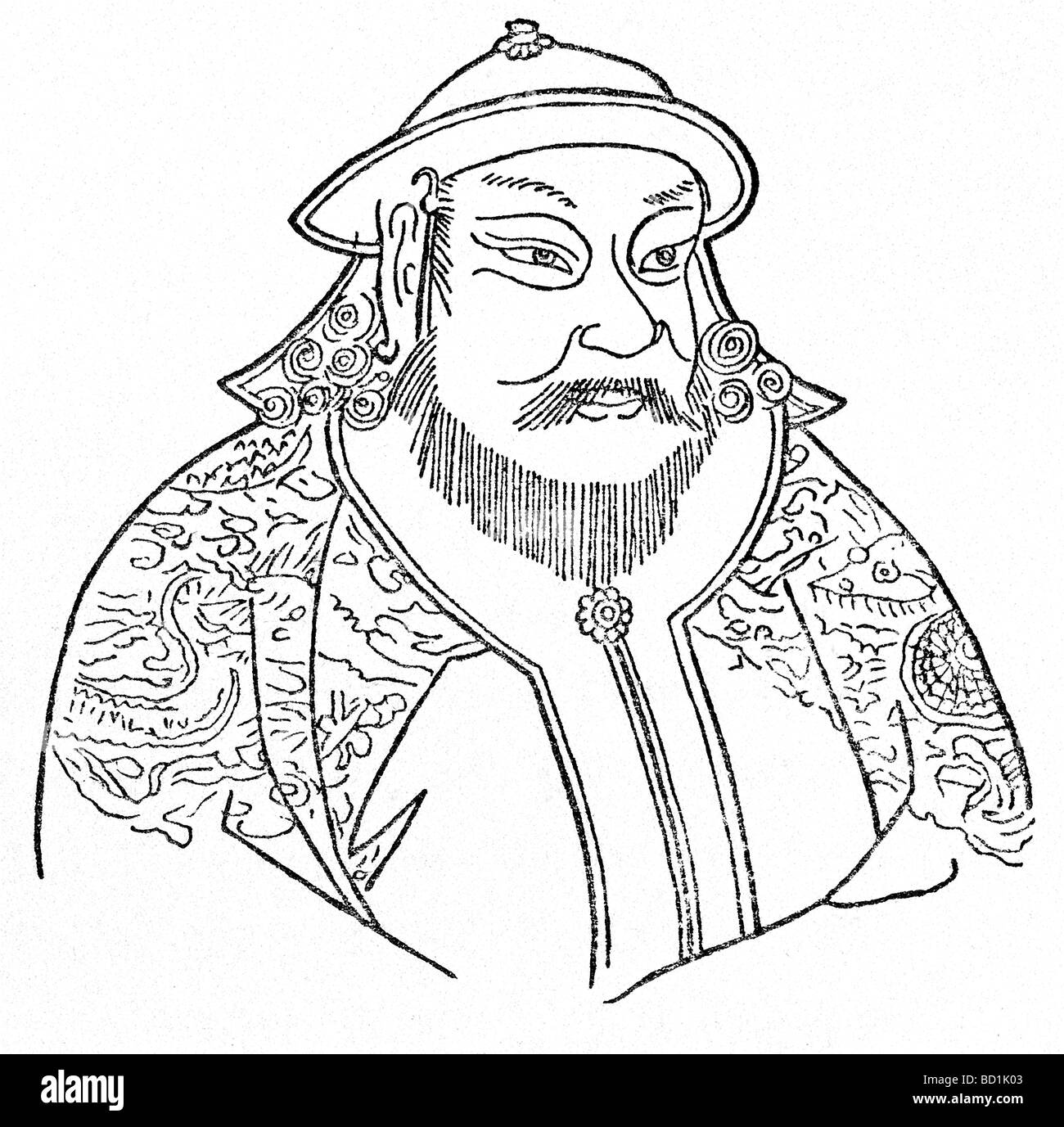 Il mongolo e generale più Kublai Khan (anche ortografato Khubilai Khan) era il nipote di Gengis Khan. Foto Stock