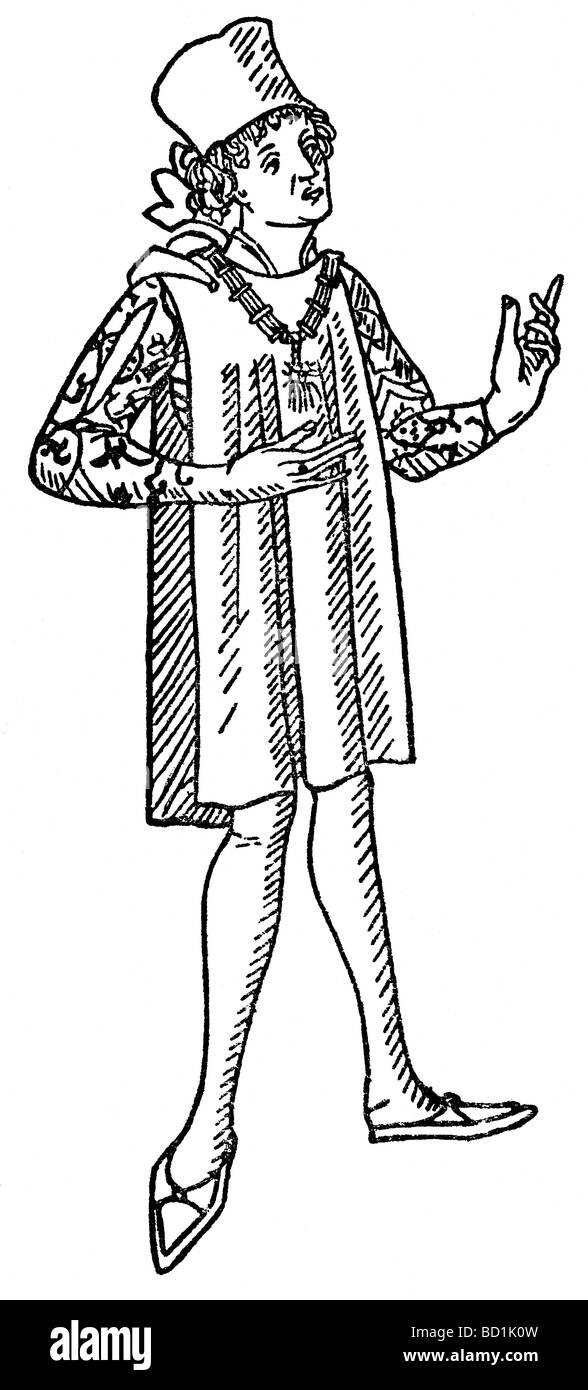 Questa illustrazione di Marco Polo stesso è da una xilografia nella prima edizione a stampa dei viaggi, pubblicato nel 1477. Foto Stock