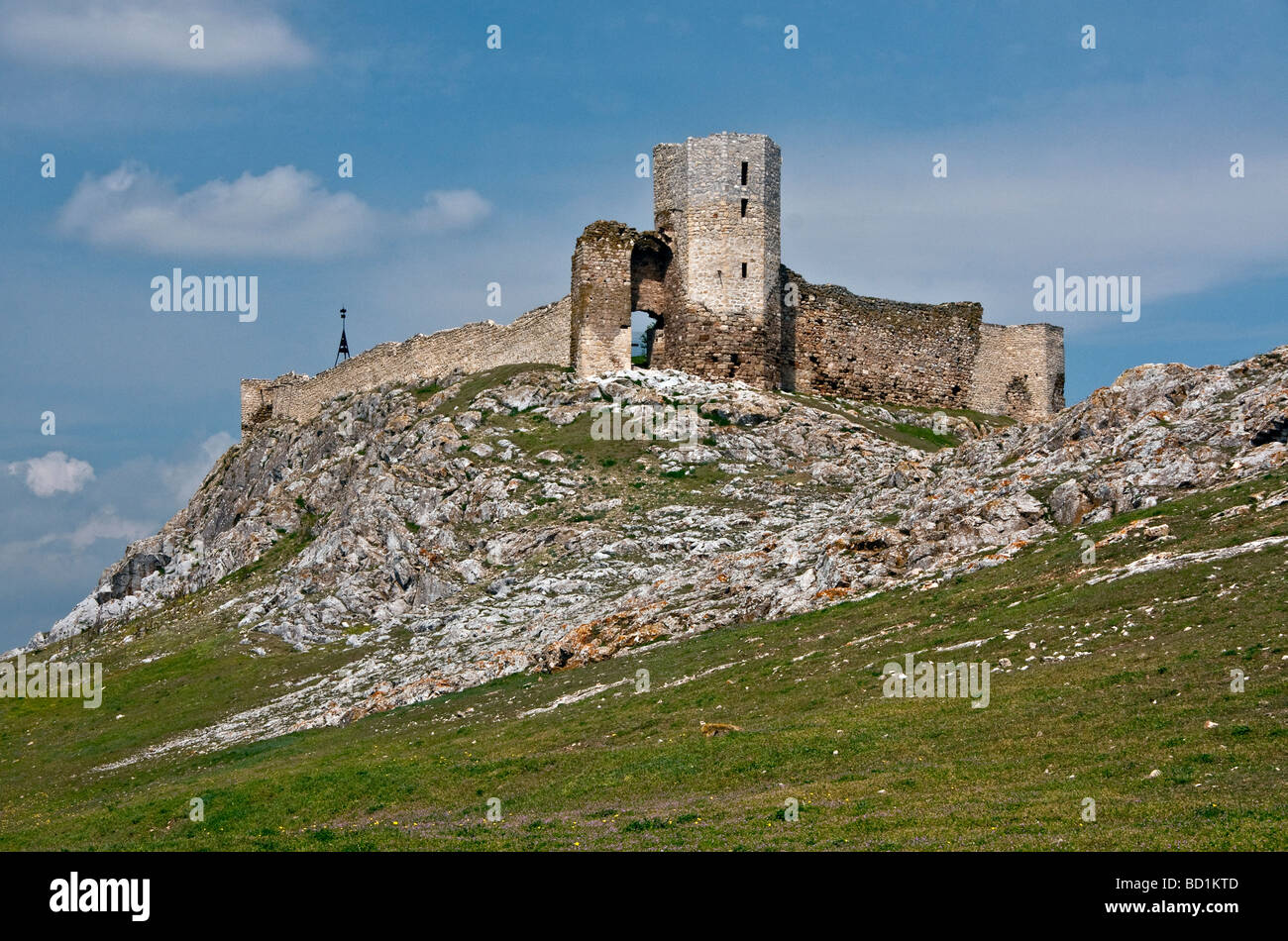 La Romania è la rovina della fortezza bizantina di Heracleea, vicino Enisala, affacciato sul lago Razim Foto Stock