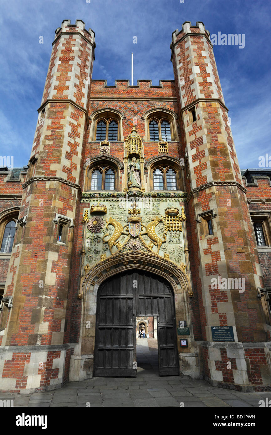Ingresso alla St John's College di Cambridge Foto Stock