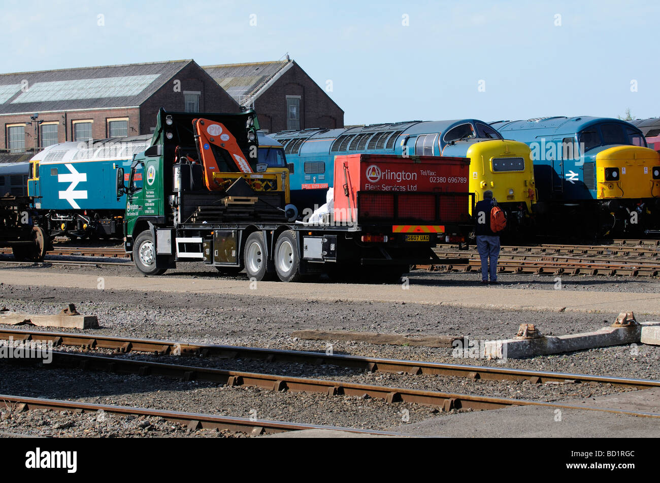 Arlington Fleet Services mantenere il materiale rotabile ferroviario dalla loro base di Eastleigh Hampshire REGNO UNITO Foto Stock