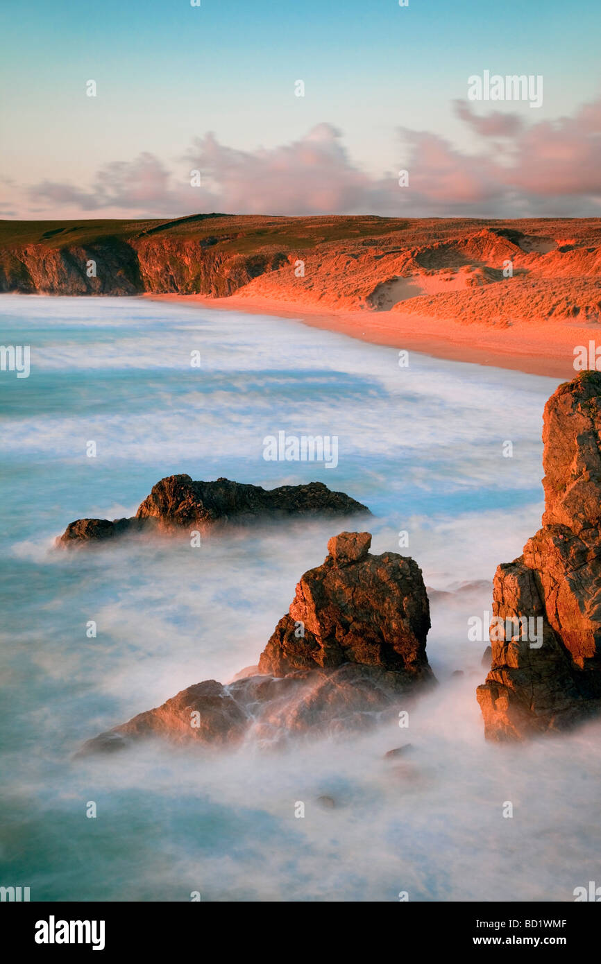 Holywell cornwall al tramonto Foto Stock