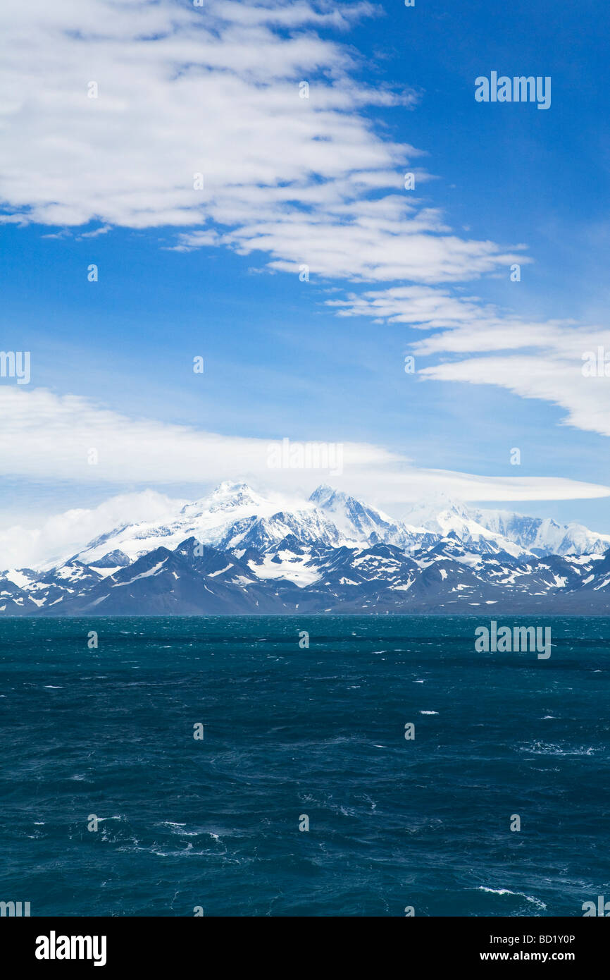 Picchi di montagna e della costa della Georgia del Sud Antartide Foto Stock