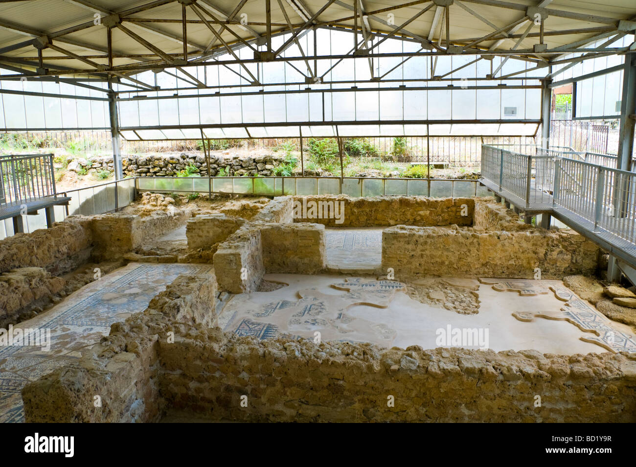 Villa romana con mosaici in centro di Skala sull'isola greca di Cefalonia Grecia GR Foto Stock