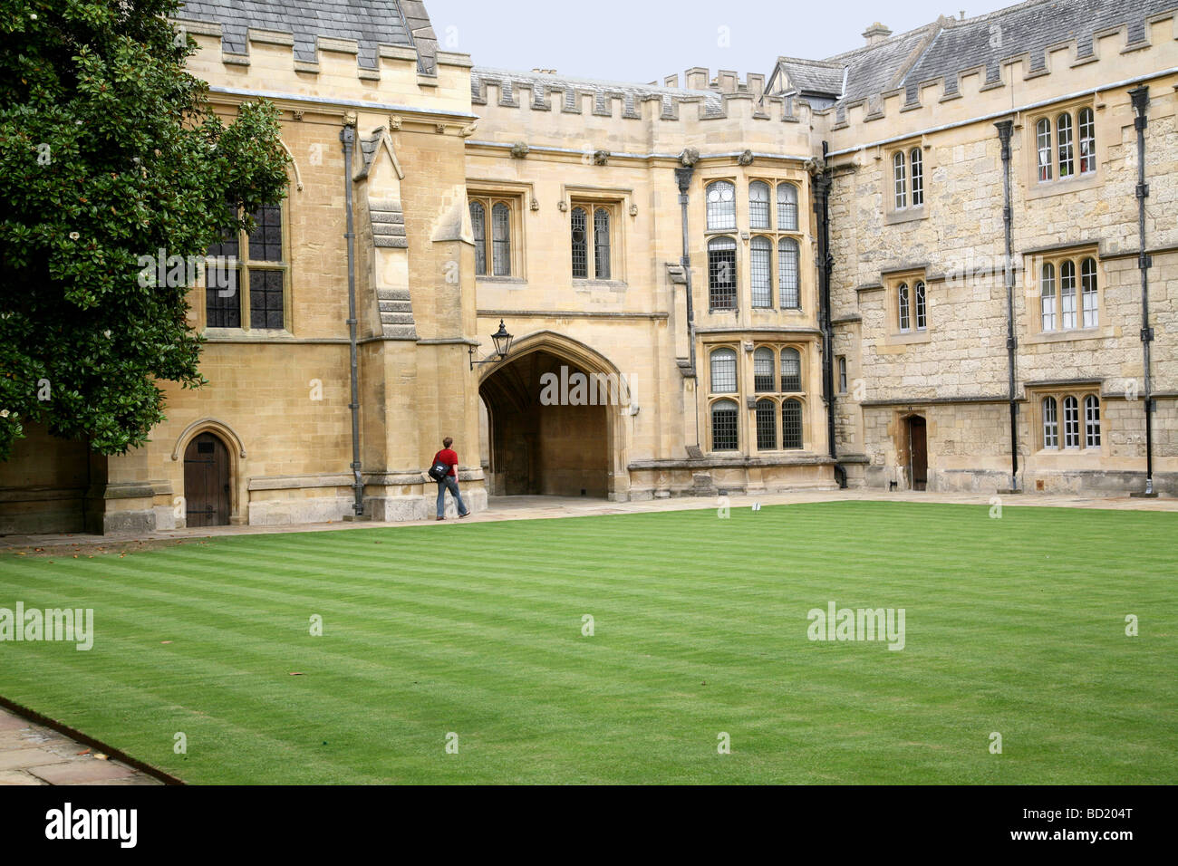 Oxford University Merton College cortile Foto Stock