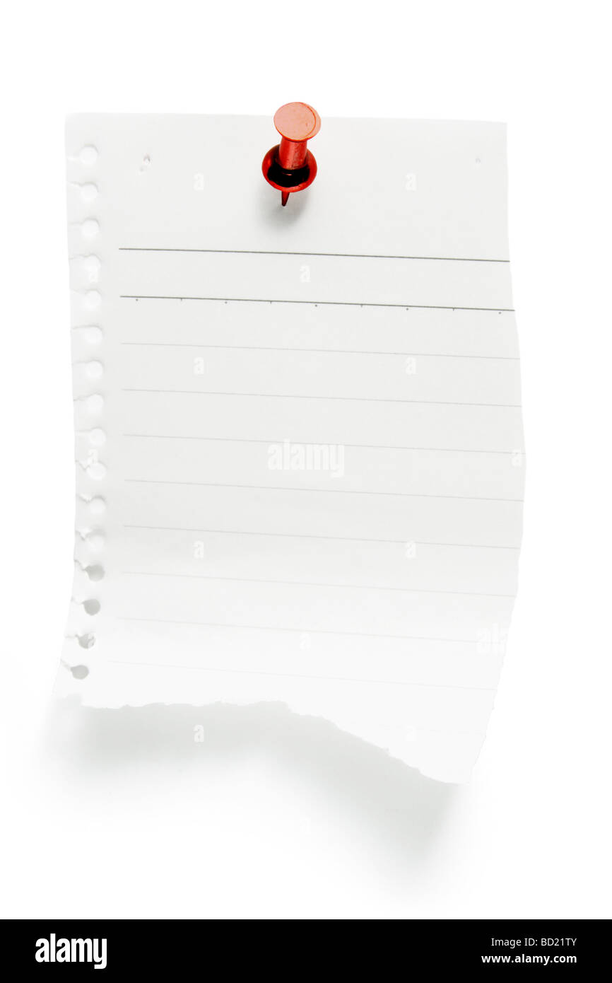 Carta strappata con la puntina Foto Stock
