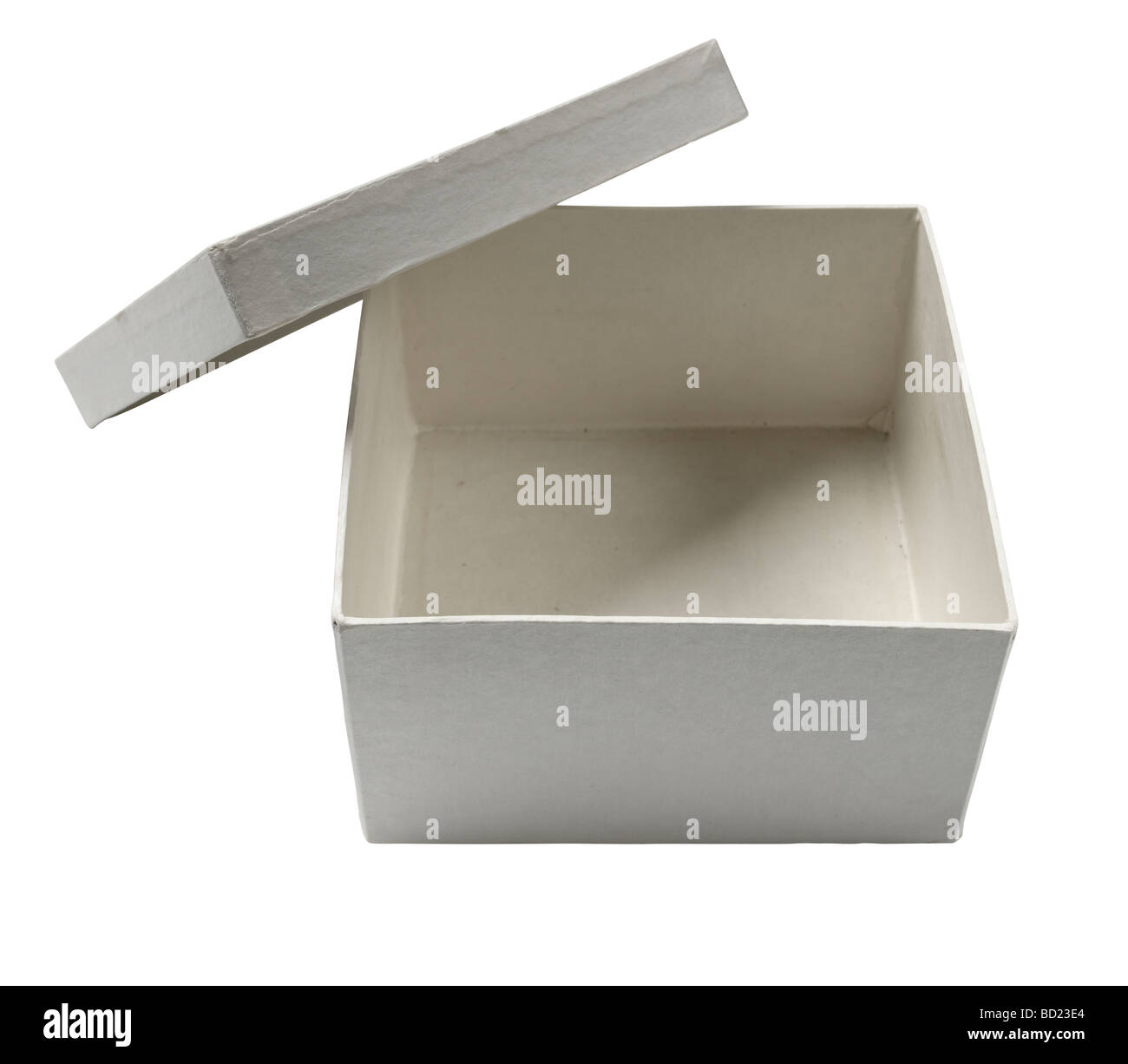 Bianco quadrato aperto dono presente nella casella vista in elevazione Foto Stock