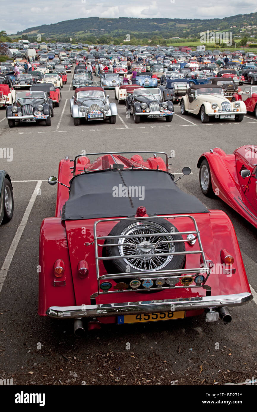 Line-up di Morgan automobili a celebrazioni centenarie Cheltenham Racecourse UK Agosto 2009 Foto Stock