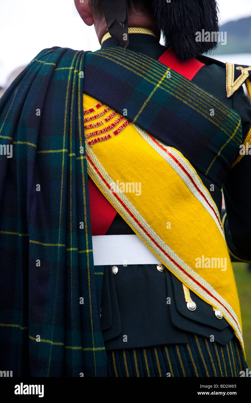 Gordon tartan scozzese o a Aboyne Highland Games o raccolta a Aboyne, Aberdeenshire, Scotland, Regno Unito Foto Stock