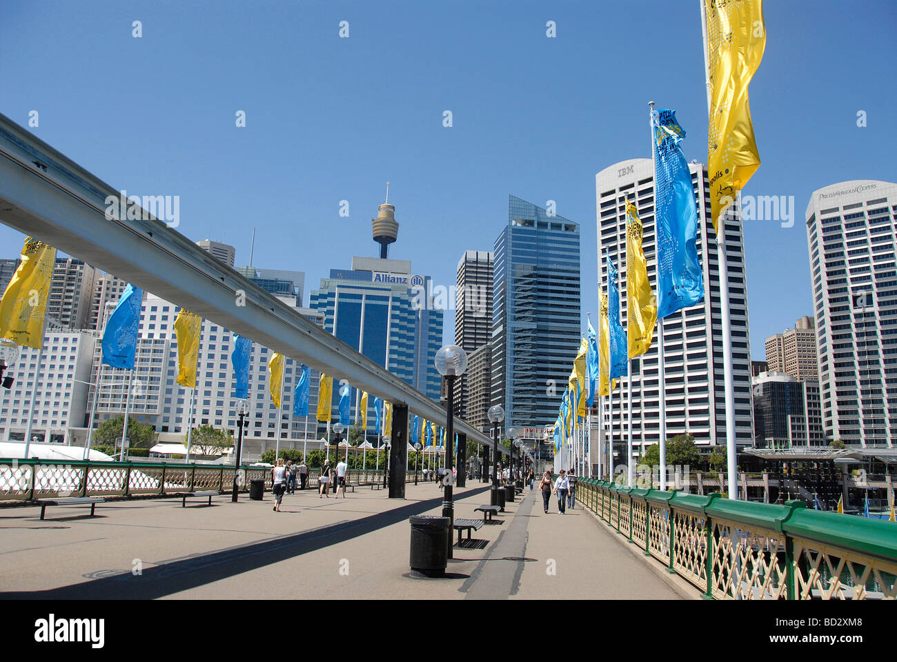 Edifici, il Ponte del Porto di Darling, Sydney, Australia Foto Stock