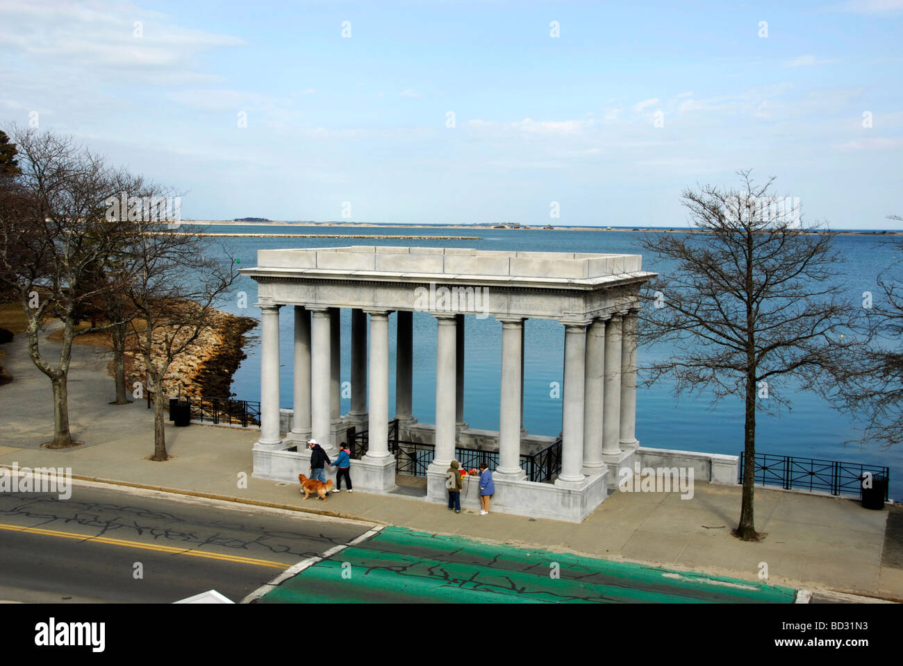 Tettoia di granito su Plymouth Rock, Plymouth, Massachusetts Foto Stock