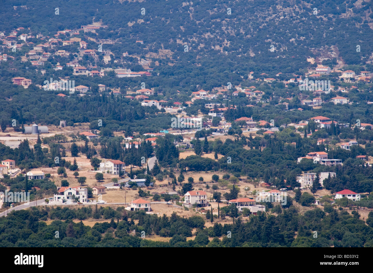Vista sulla valle di Potamianata sull'isola greca di Cefalonia Grecia GR Foto Stock