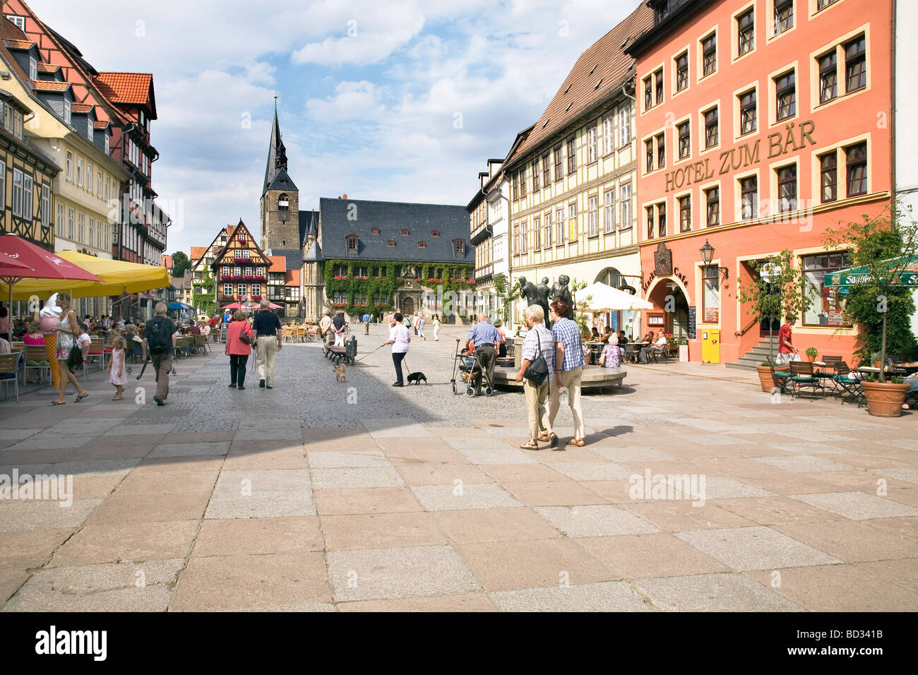 Markt, Quedlinburg, Sassonia Anhalt, Germania Foto Stock