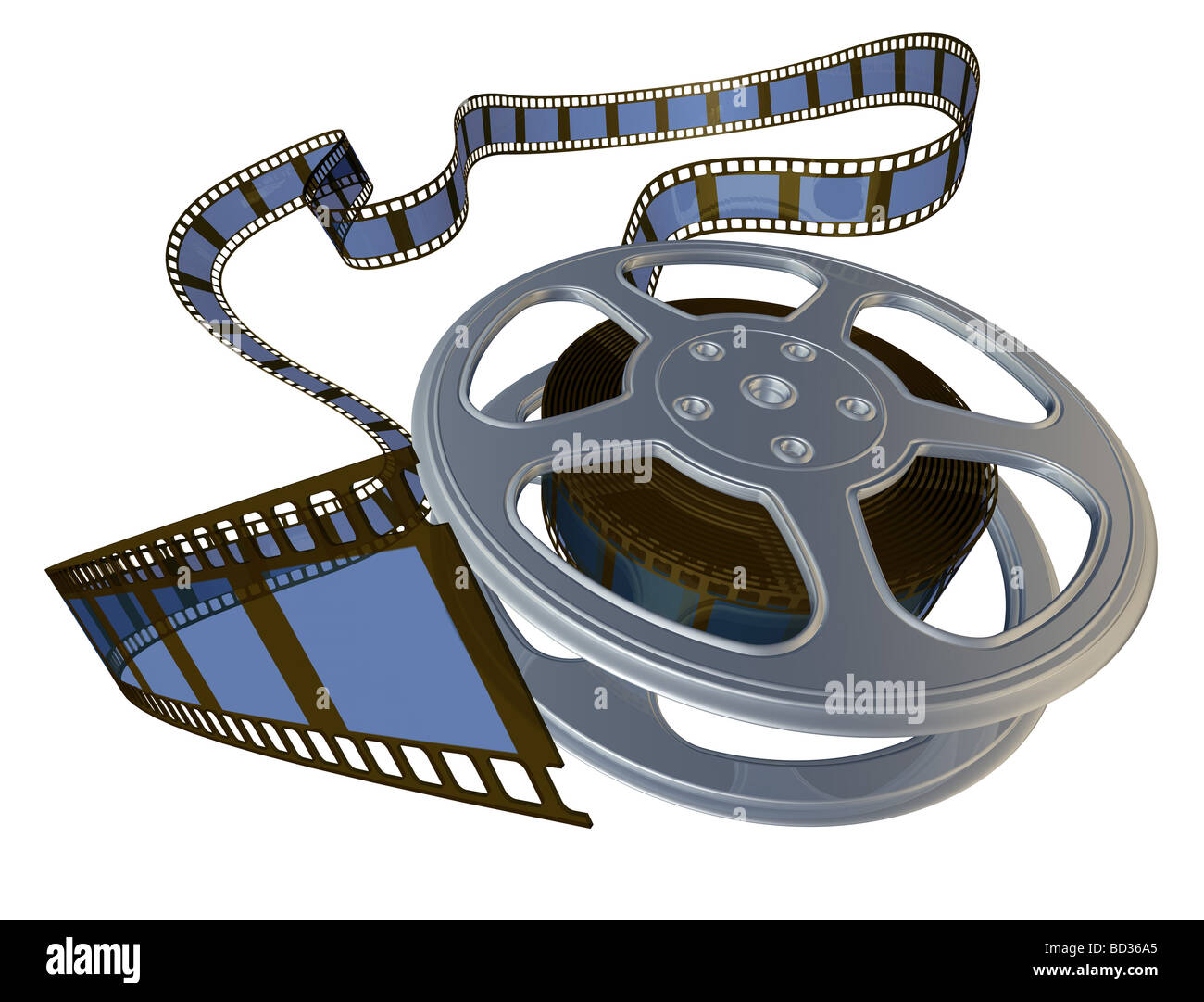 3d reso film di spooling dell'aspo dalla custodia Foto Stock