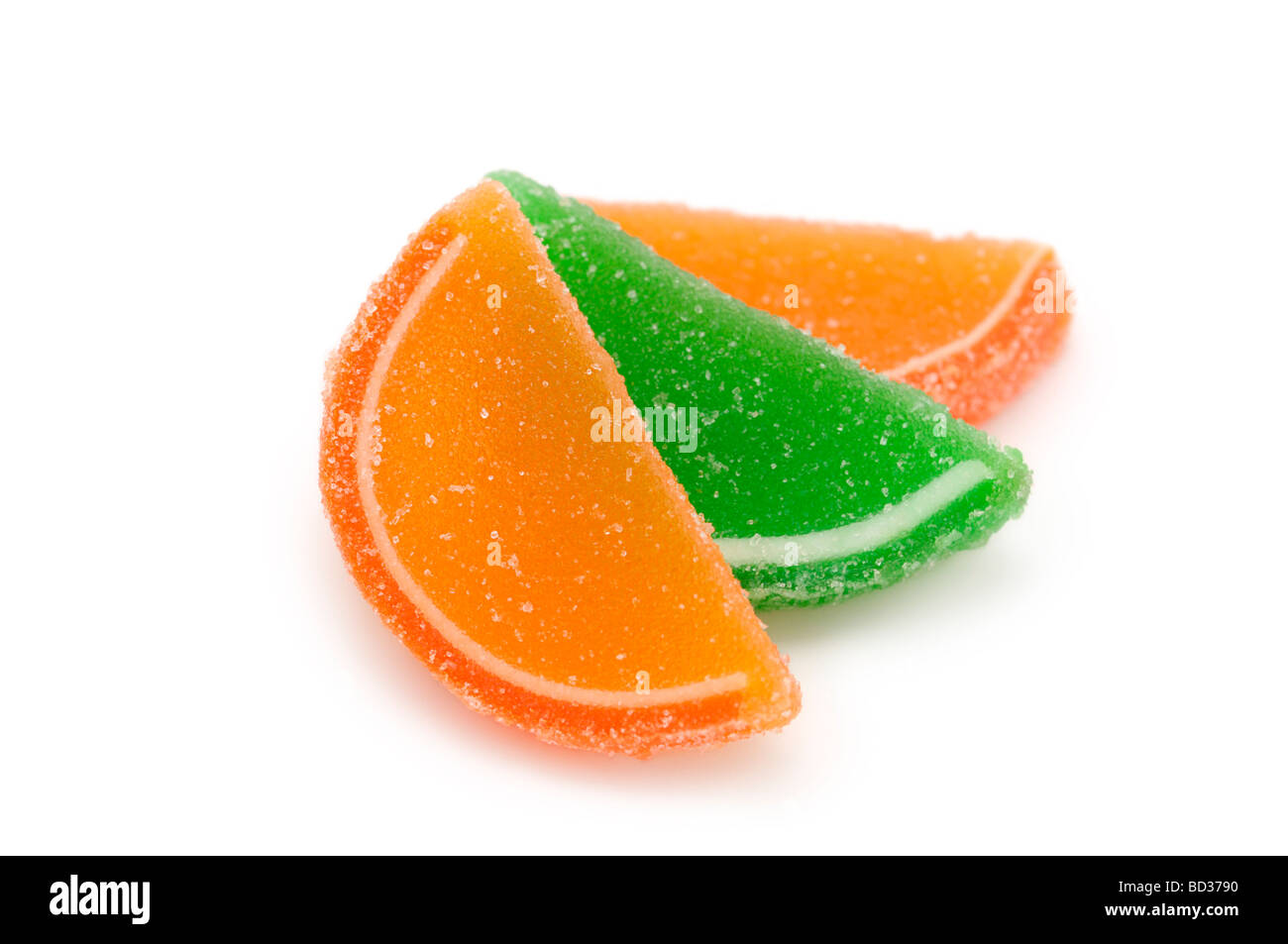 Jelly fette di frutta, rivestite di zucchero Foto Stock