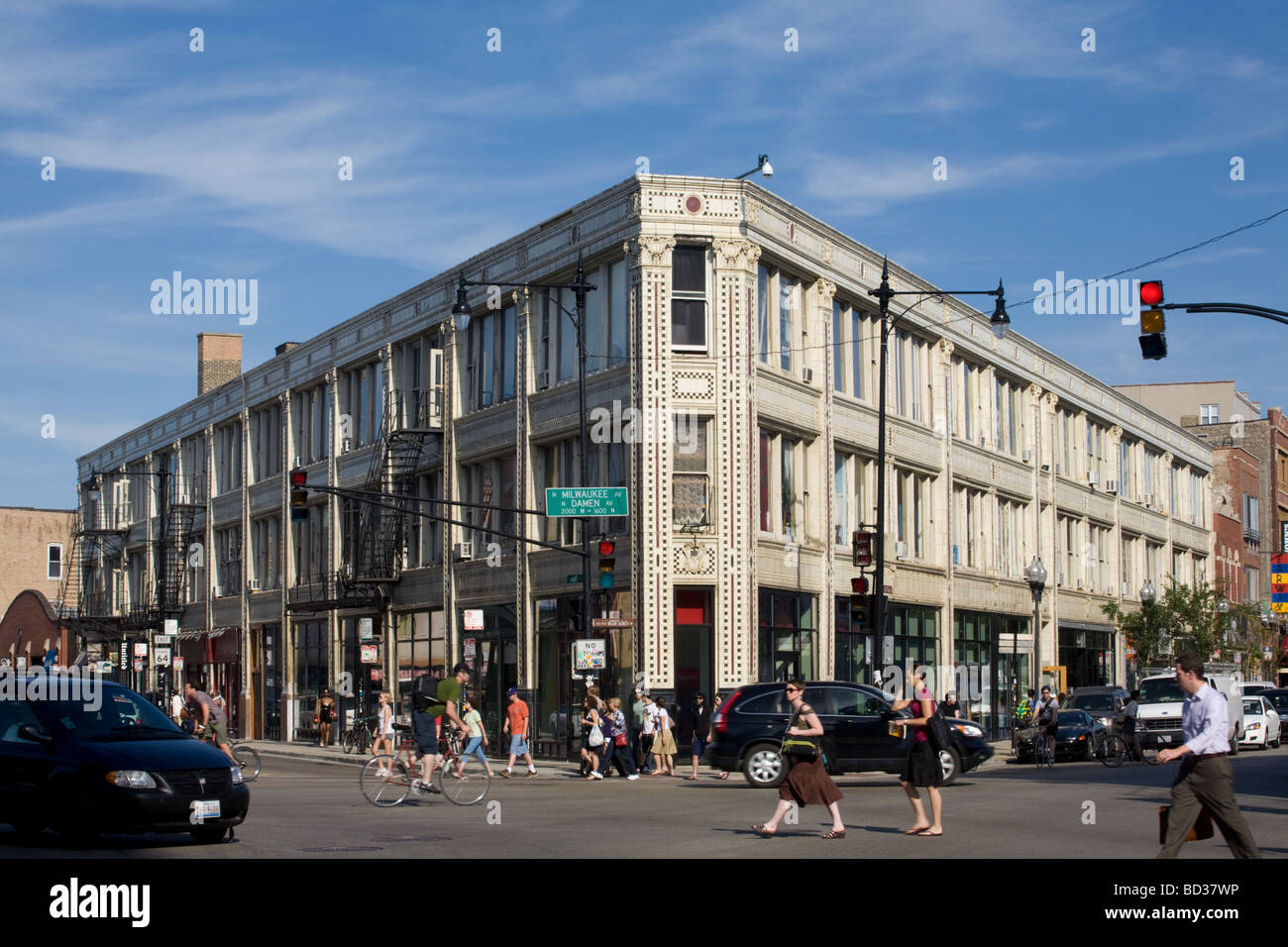 Arti Flatiron Building Bucktown Chicago Illinois Foto Stock