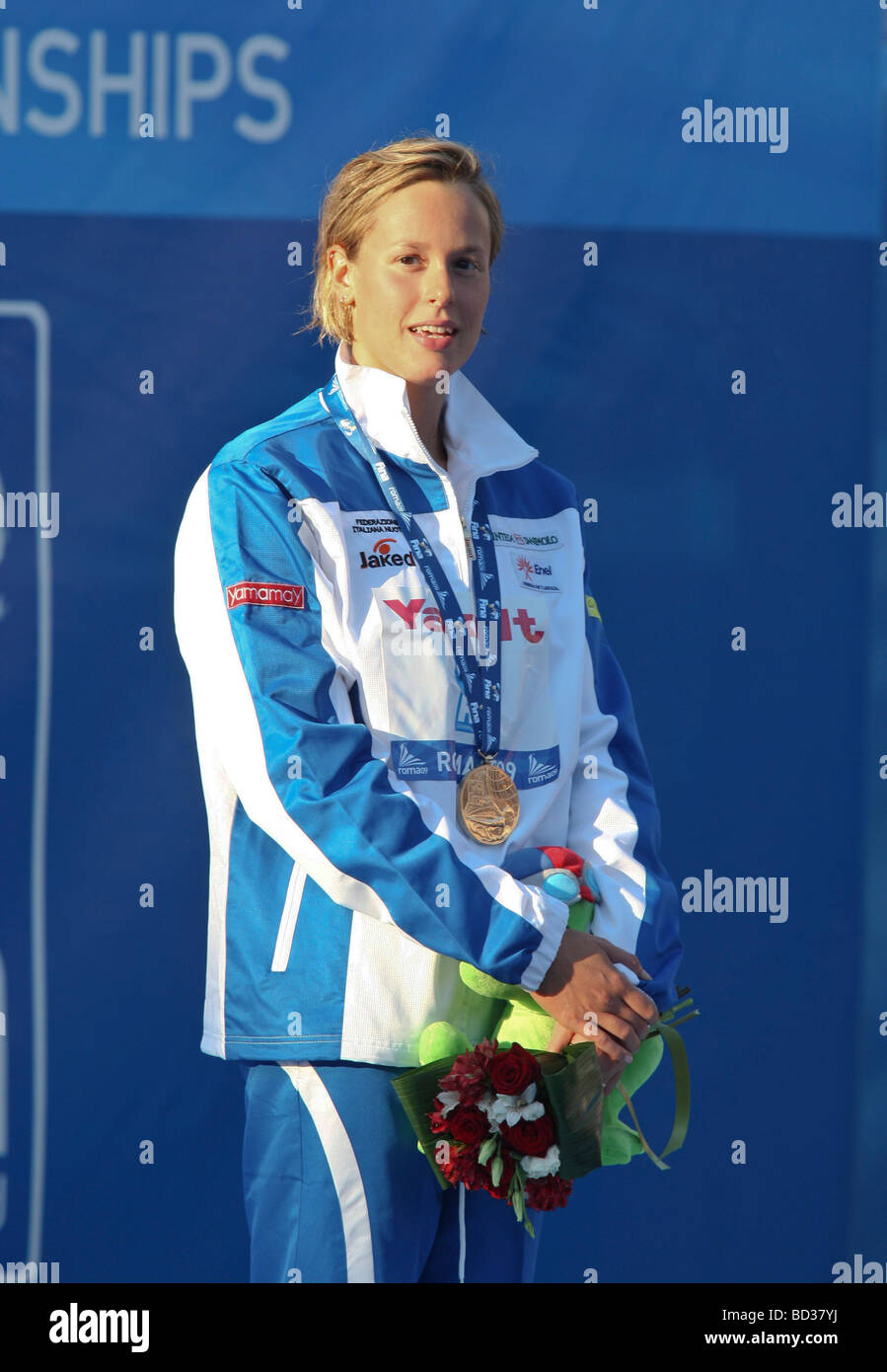 Federica Pellegrini ITA vincitore donne s 200 m libero nel mondo un tempo record a FINA Campionati Mondiali di Nuoto Roma Italia Foto Stock
