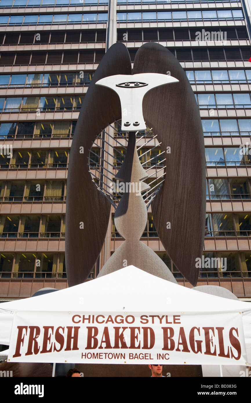La scultura di Picasso Daley Plaza del Loop di Chicago in Illinois Foto Stock