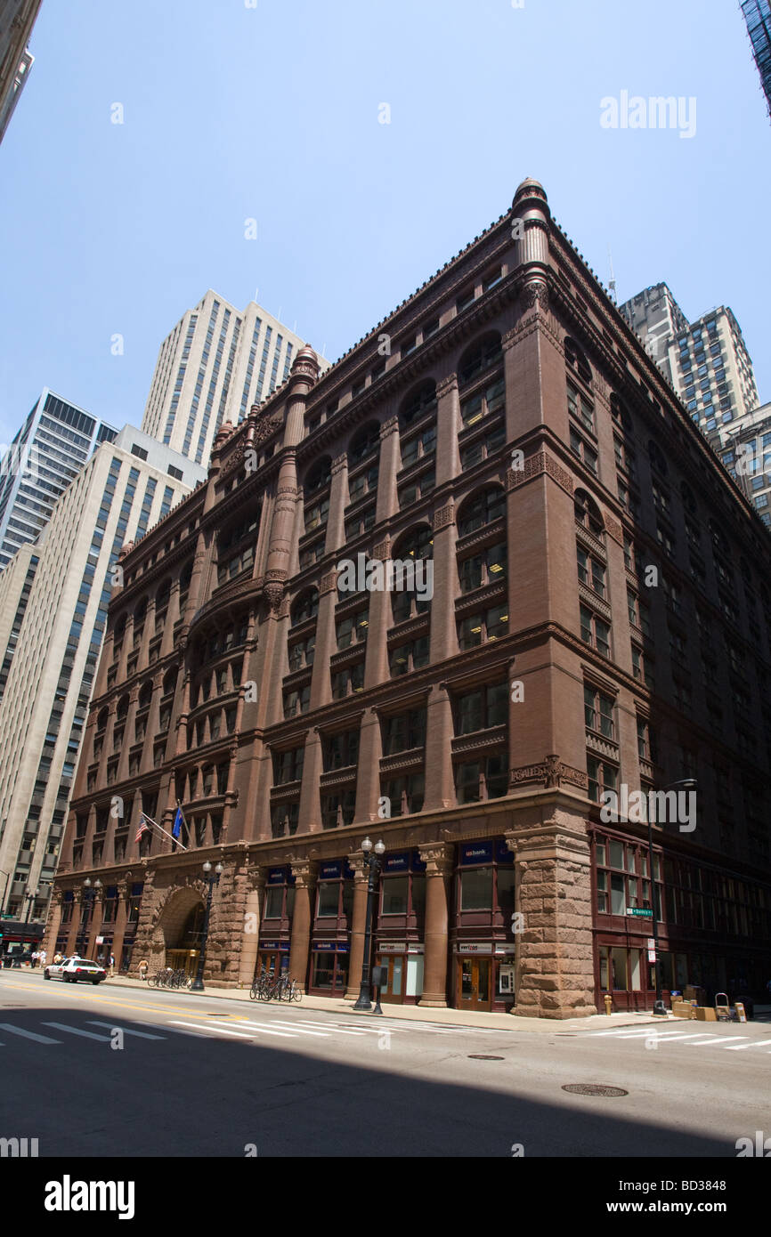 Il Rookery edificio esterno da Burnham e root in Chicago Illinois Foto Stock
