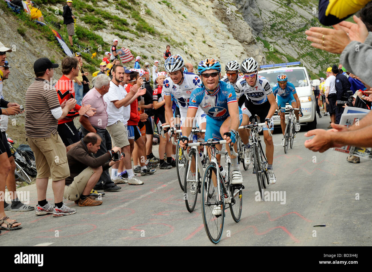 Thomas Voeckler: Tour de France 2009, avvicinandosi alla vetta del Col de la Colombiere. Foto Stock