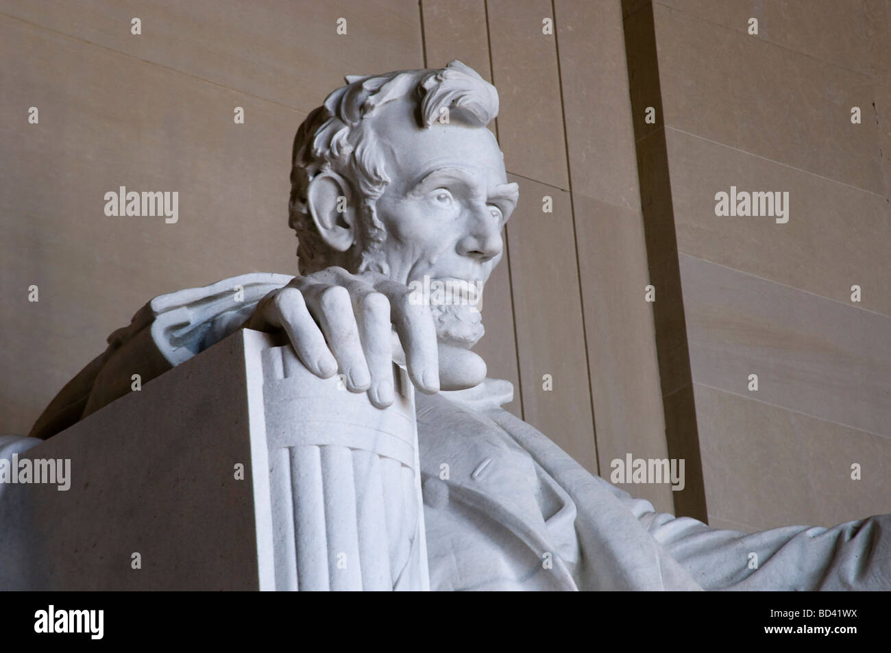 Statua di Abraham Lincoln presso il Lincoln Memorial a Washington DC Foto Stock