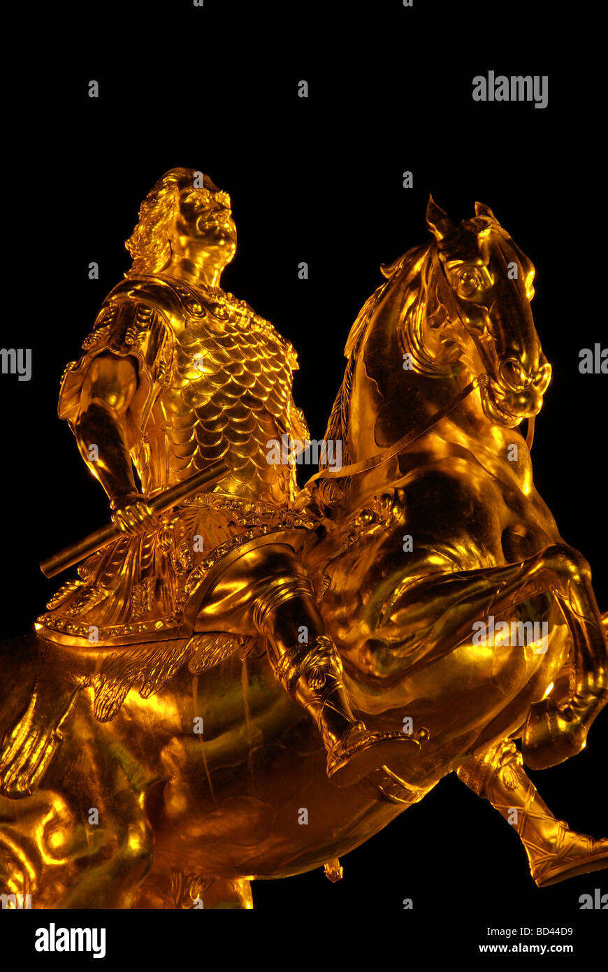 Dresden Goldener Reiter Nacht Dresden Golden Knight notte 11 Foto Stock