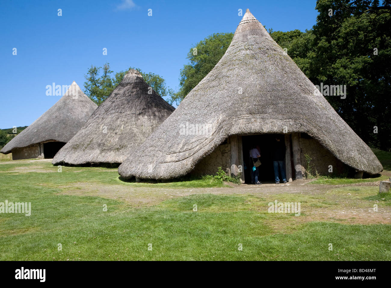 Castell Henllys Iron Age celtic case di villaggio Pembrokeshire Wales Foto Stock