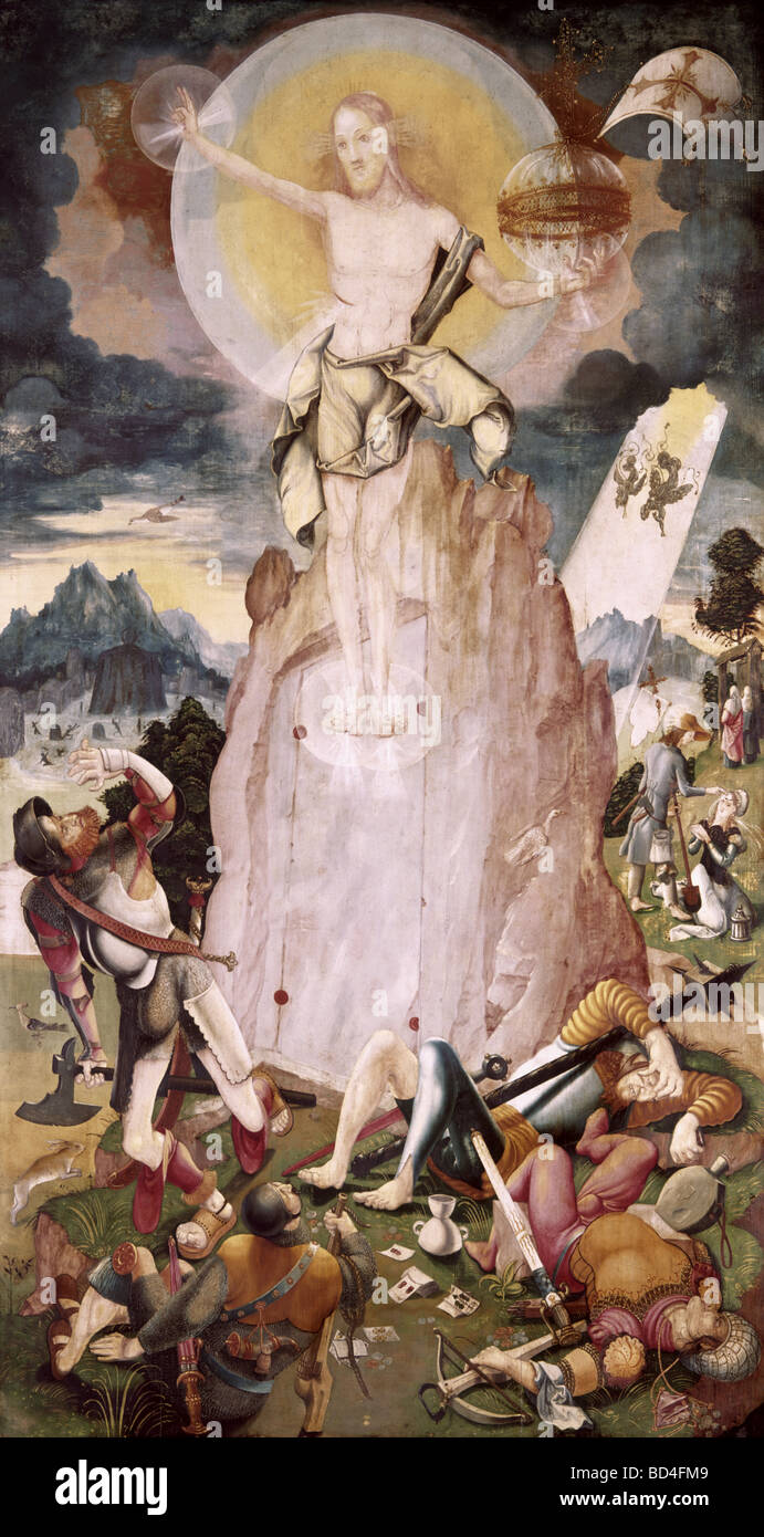 Belle arti, Ratgeb, Joerg, (prima del 1480 - 1526), pittura, 'Christi risurrezione", Herrenberg altare, il pannello destro interno, Gal Foto Stock