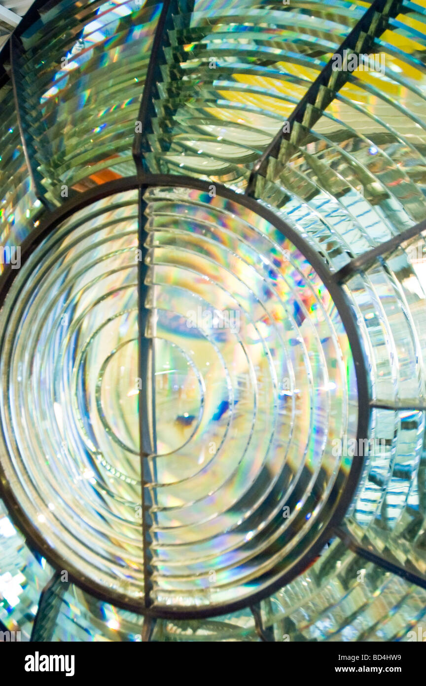 Gigante lampada faro close up, Halifax Maritime Museum, Nova Scotia, Canada Foto Stock