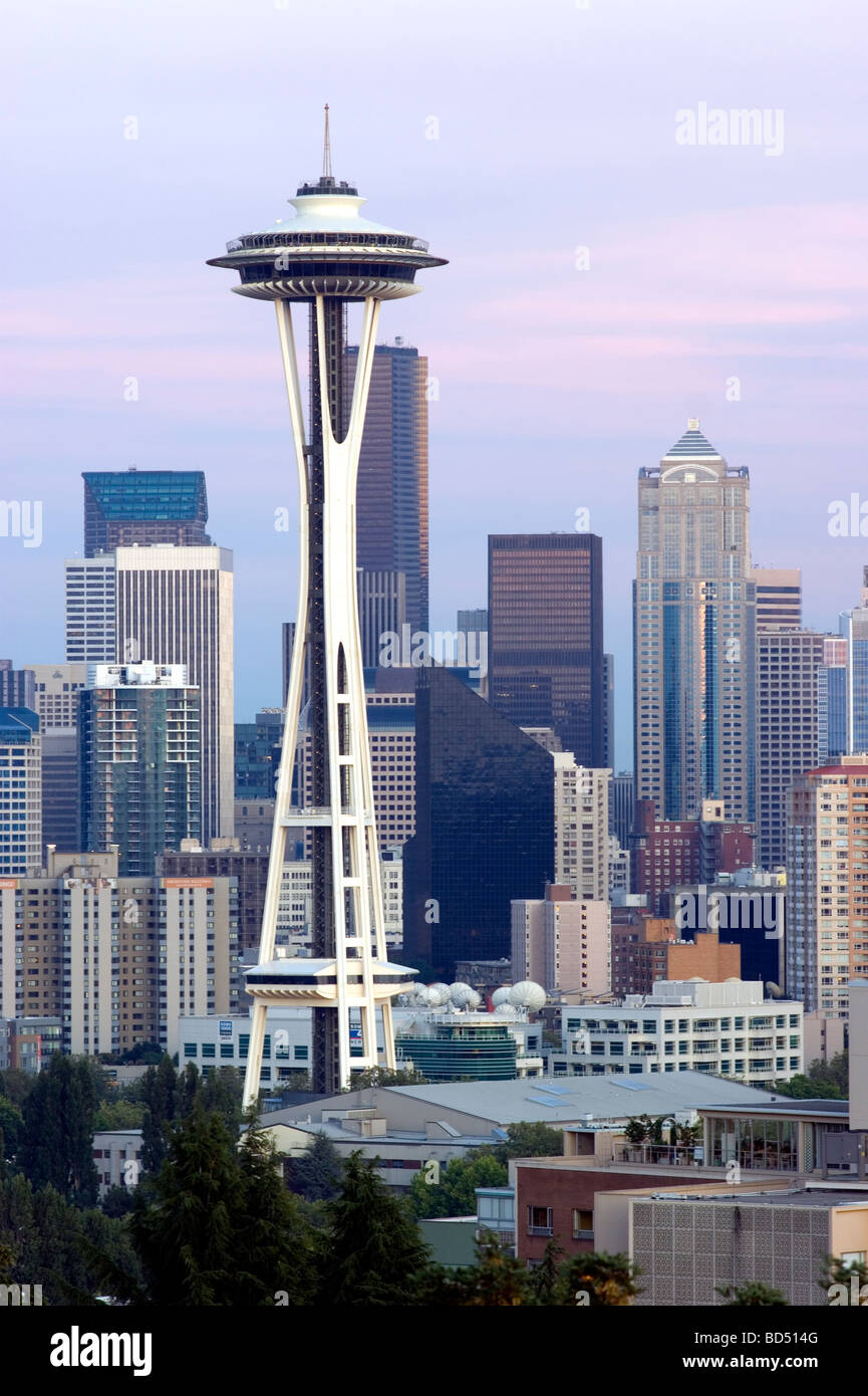 Lo skyline di Seattle Space Needle Seattle Washington Stati Uniti Foto Stock