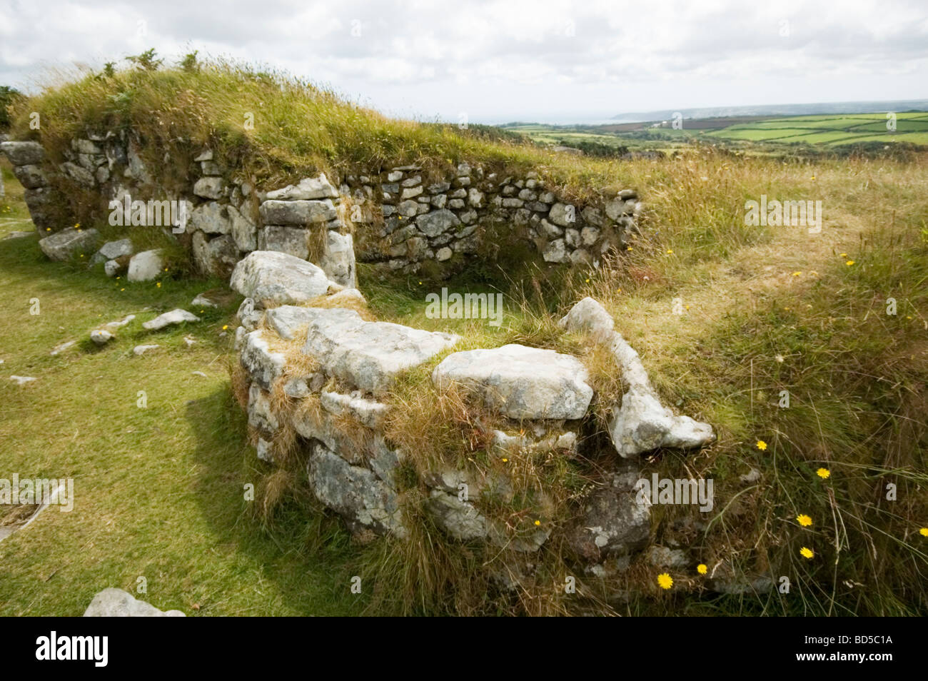 Chysauster Ancient Village, Cornwall, Inghilterra Foto Stock