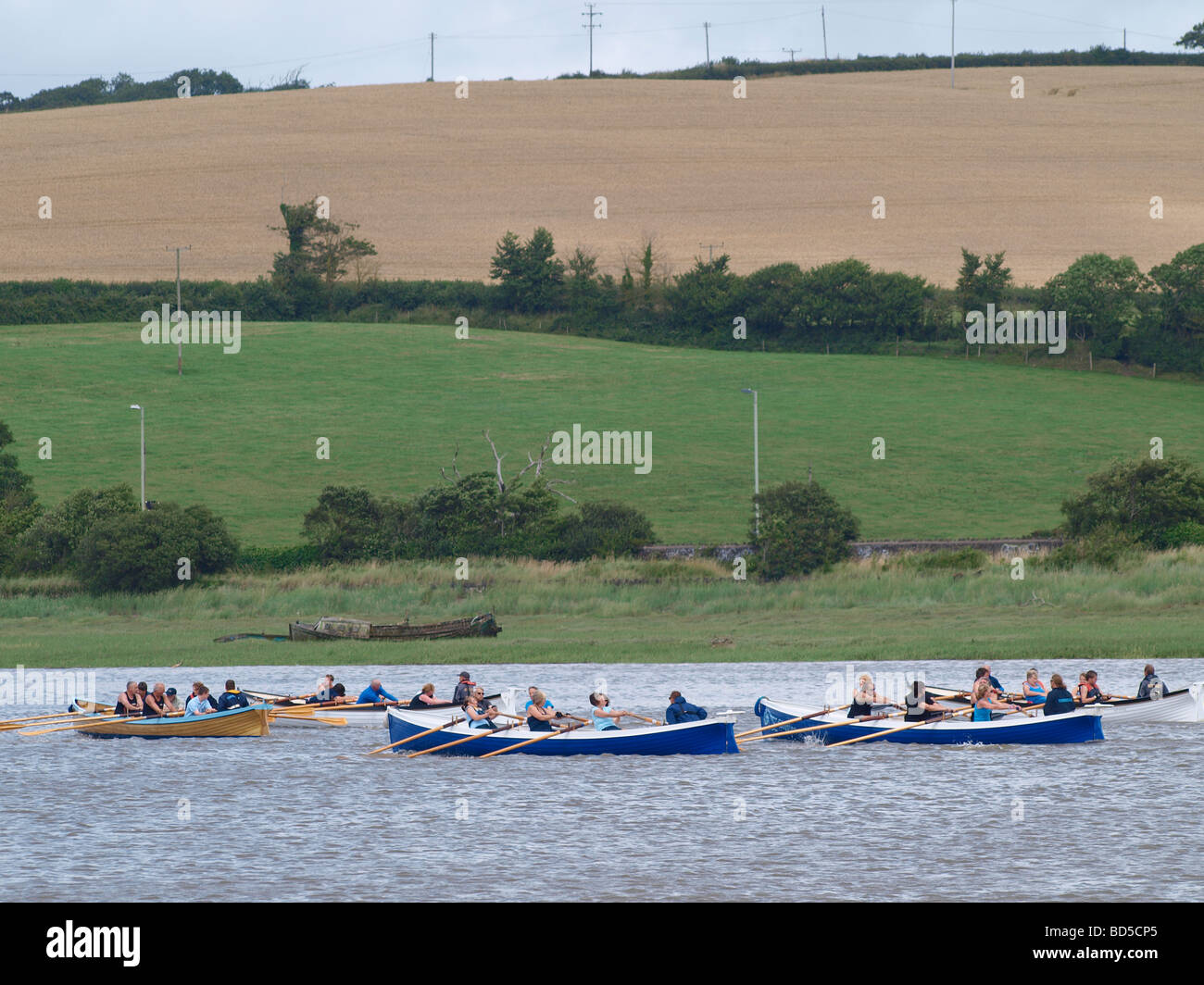 Gig boat race a Bideford festival dell'acqua Devon U K Foto Stock