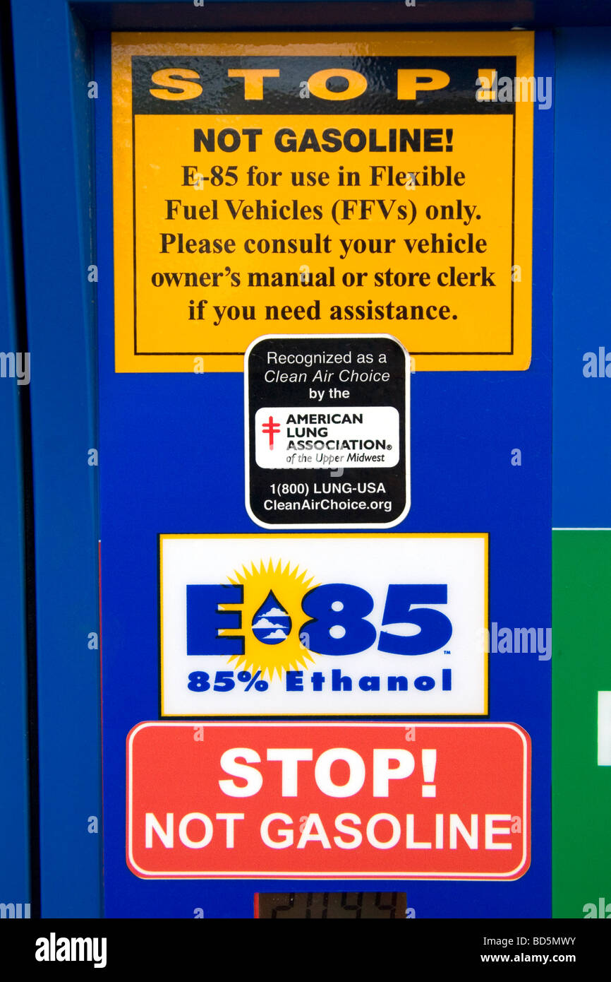 85 etanolo pompa carburante in Minnesota USA Foto Stock