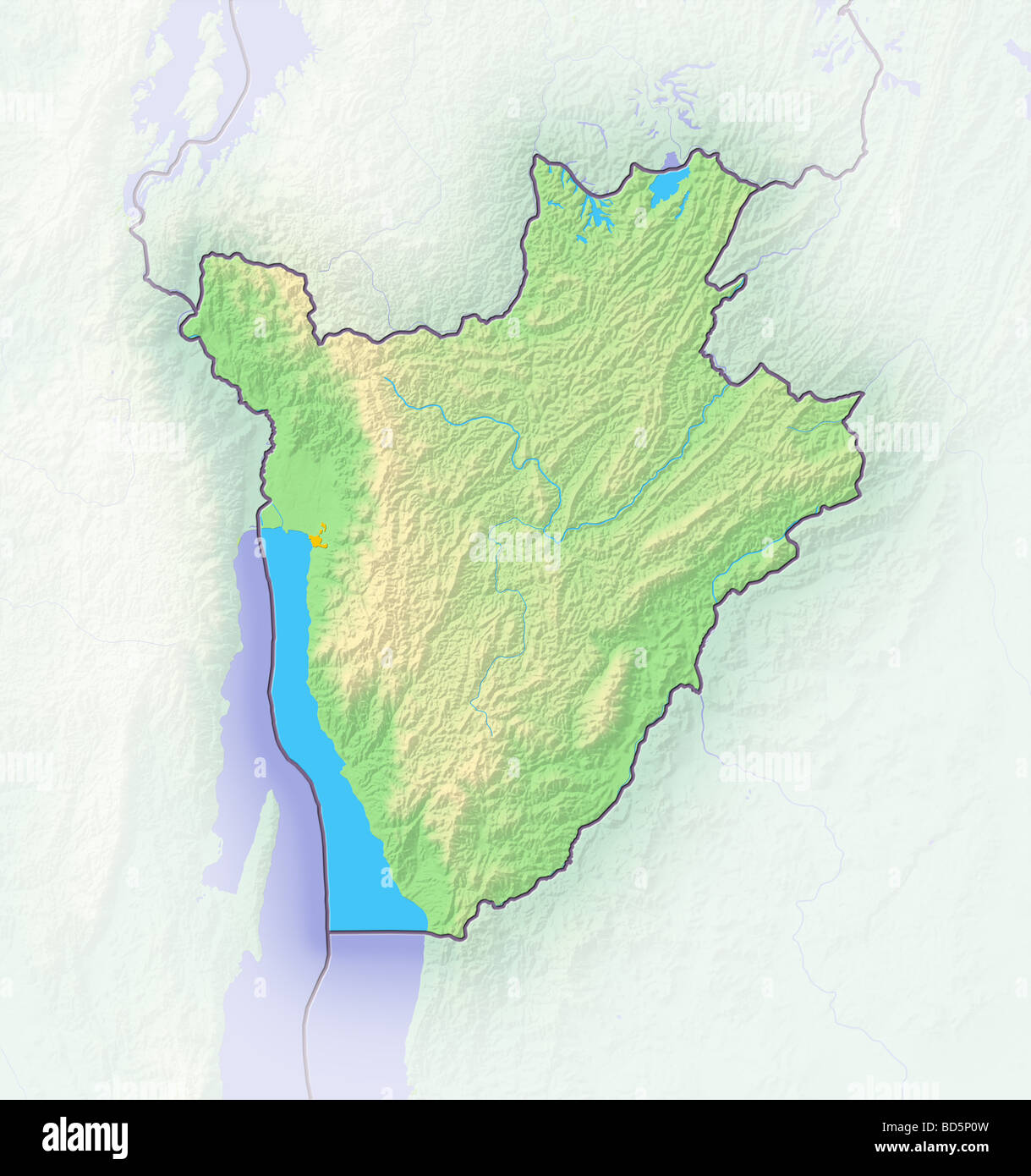 Burundi, Rilievo ombreggiato mappa. Foto Stock