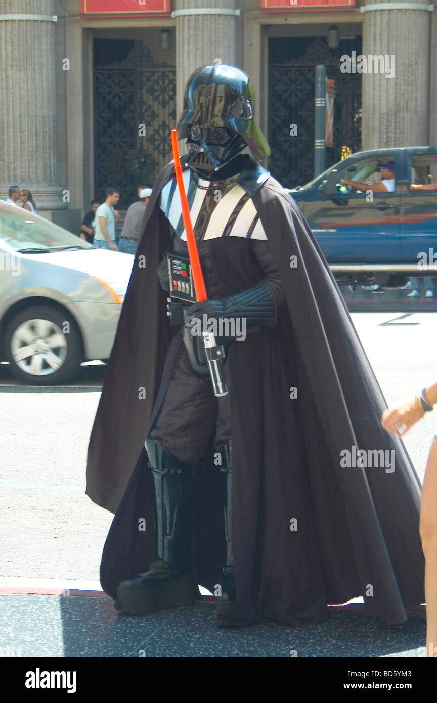 Darth Vader costume marciapiede di Hollywood Foto Stock