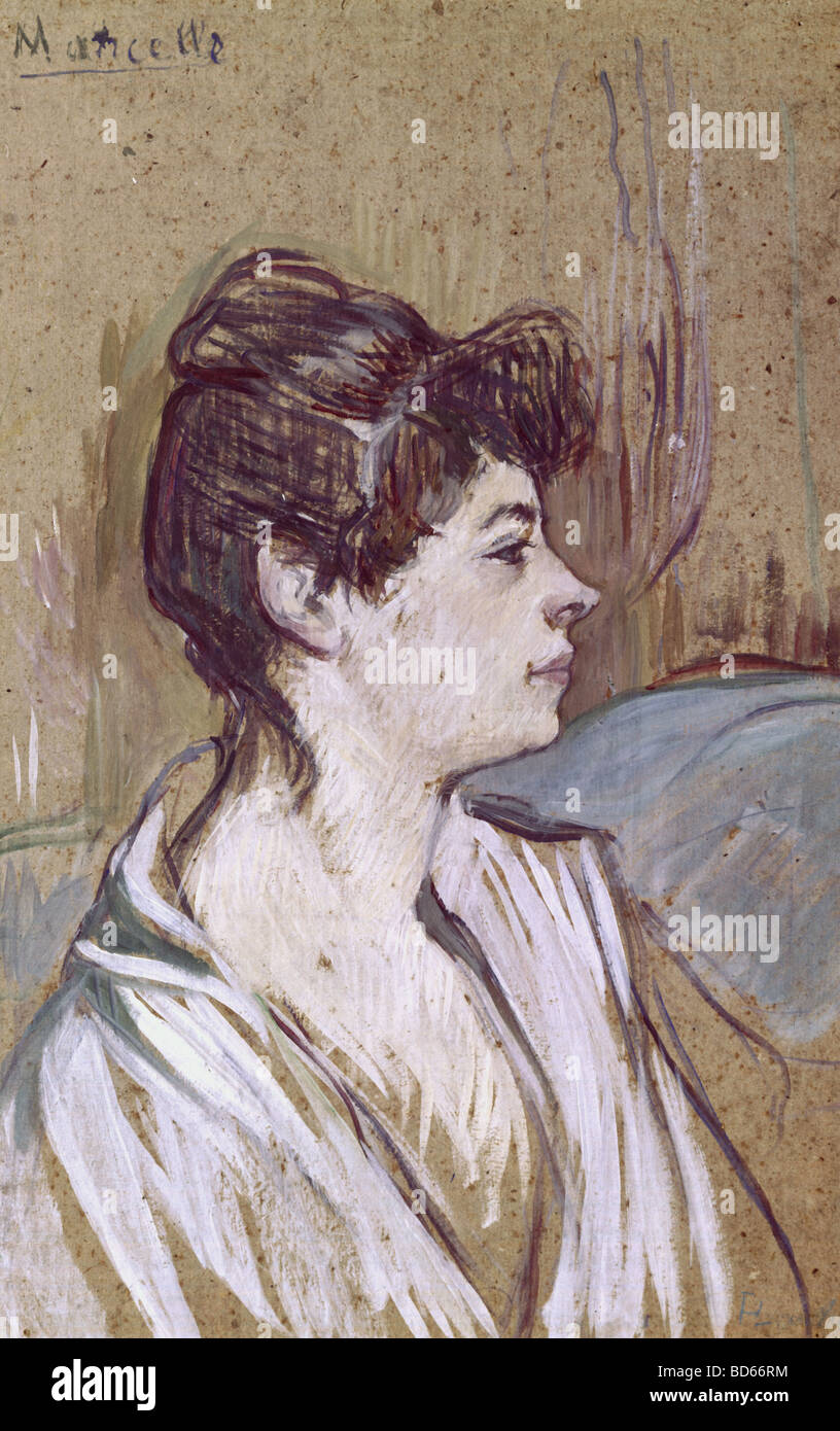 Belle arti, Toulouse-Lautrec Henri de (1864 - 1901) dipinto 'Marcelle', 1893 - 1894, olio su cartone, Jeu de Paume di Parigi, Foto Stock