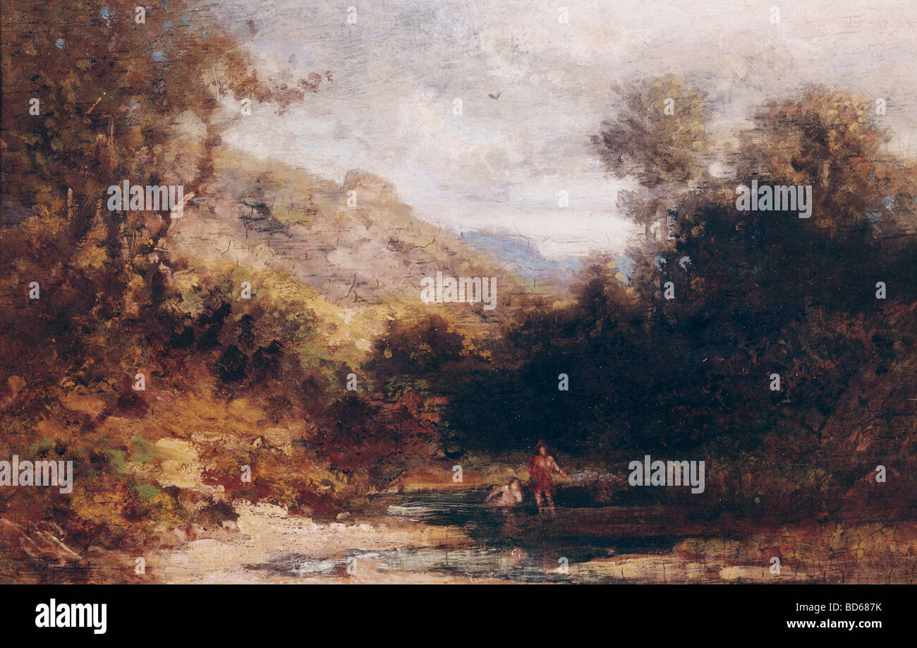 Belle arti, Spitzweg, Carl (1808 - 1885), pittura, balneazione persone, collezione privata, Monaco di Baviera, Karl, tedesco Biedermeier, XIX c Foto Stock