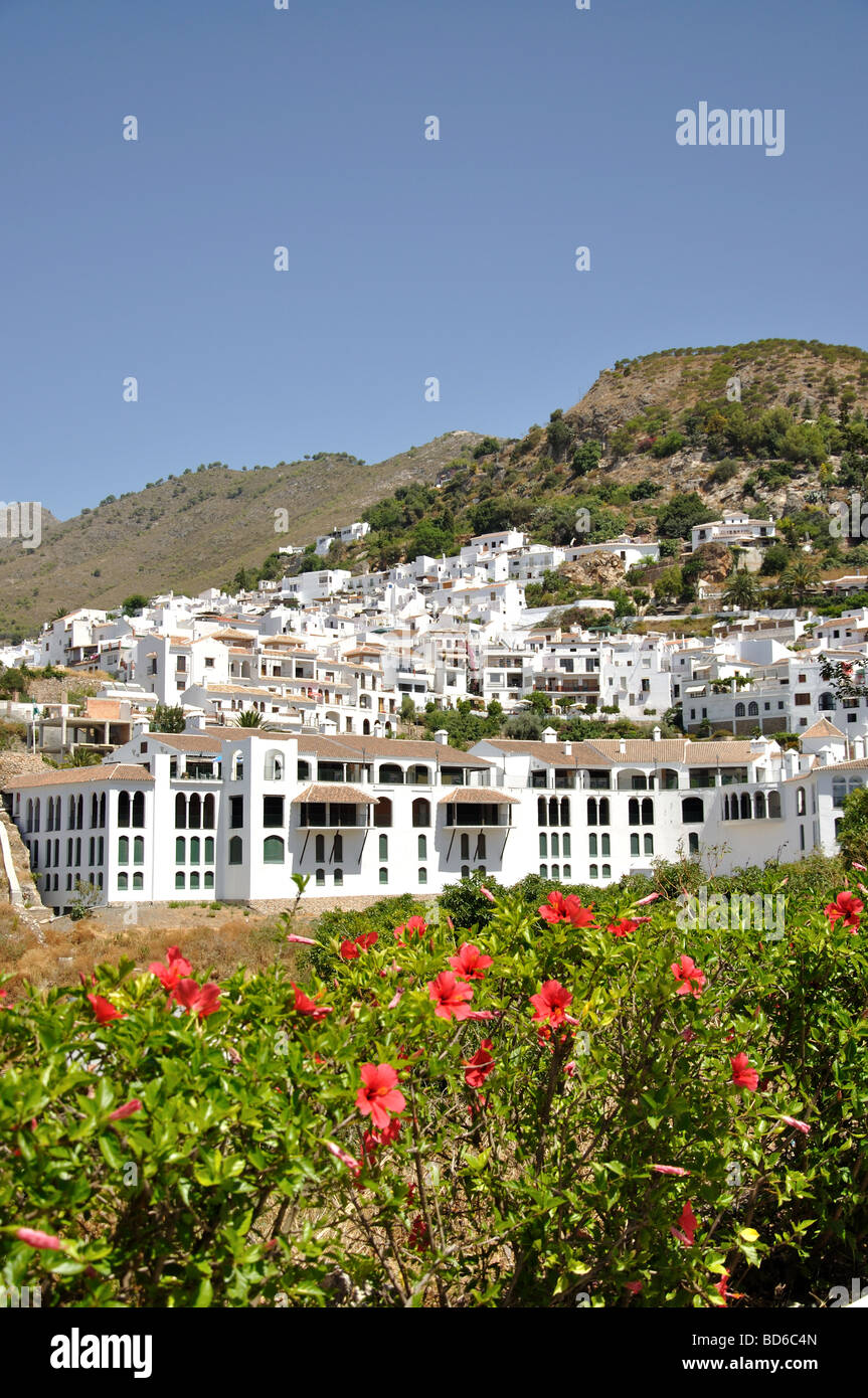 Vista del grazioso villaggio andaluso di Frigiliana, Costa del Sol, provincia di Malaga, Andalusia, Spagna Foto Stock