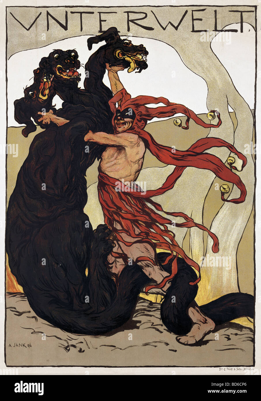 Belle arti, Jank, Angelo (30.10.1884 - 9.10.1940), il poster "Unterwelt' (ADE), 1896, stampata da C. Wolf e figlio, monaco di baviera, Germa Foto Stock